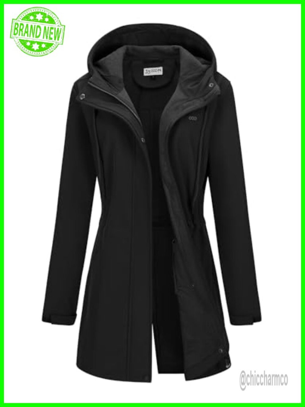 Women's Hooded Softshell Jacket Fleece Lined Waterproof Raincoat